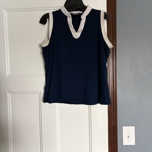 Belyn Key Navy and White Trim Golf Tank Top